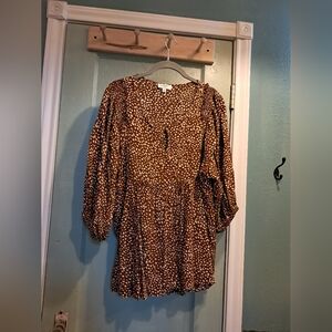 Umgee Brown and White Patterned Blouse